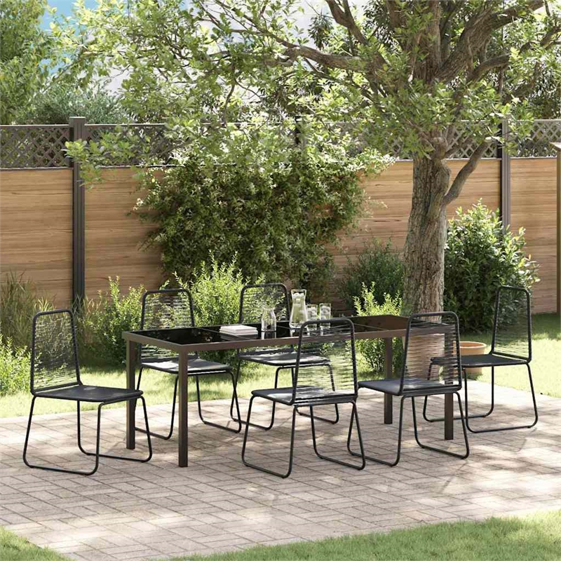 vidaXL Garden Dining Set 7 pcs Black Powder-Coated Steel