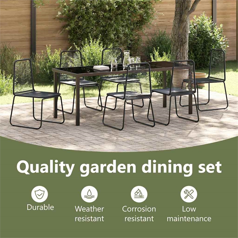 vidaXL Garden Dining Set 7 pcs Black Powder-Coated Steel