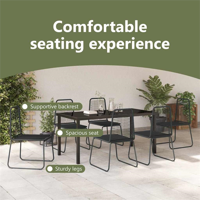 vidaXL Garden Dining Set 7 pcs Black Powder-Coated Steel