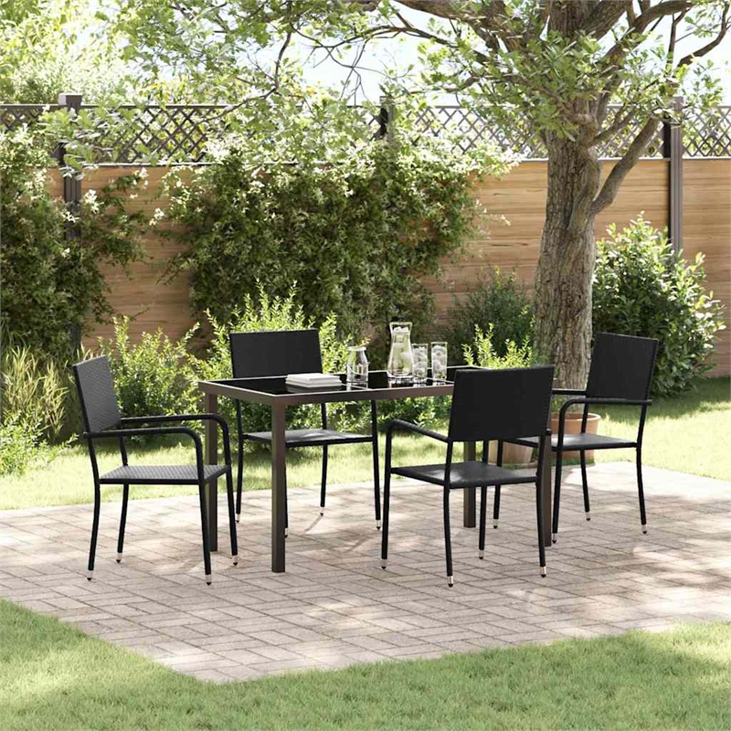 vidaXL Garden Dining Set 5 pcs Black Poly Rattan