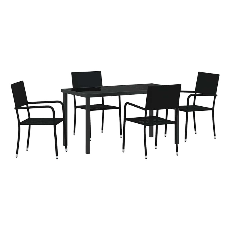 vidaXL Garden Dining Set 5 pcs Black Poly Rattan
