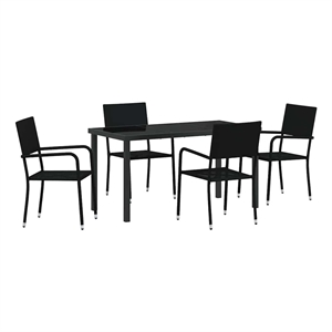 vidaXL Garden Dining Set 5 pcs Black Poly Rattan