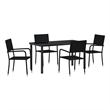 vidaXL Garden Dining Set 5 pcs Black Poly Rattan