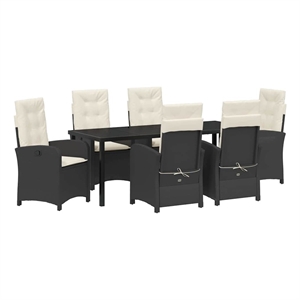 vidaXL Garden Dining Set 7 pcs Black Poly Rattan