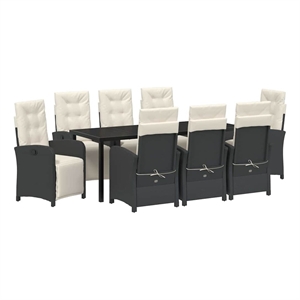 vidaXL Garden Dining Set 9 pcs Black Poly Rattan