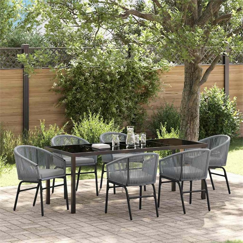 vidaXL Garden Dining Set 7 pcs Anthracite Powder-Coated Steel