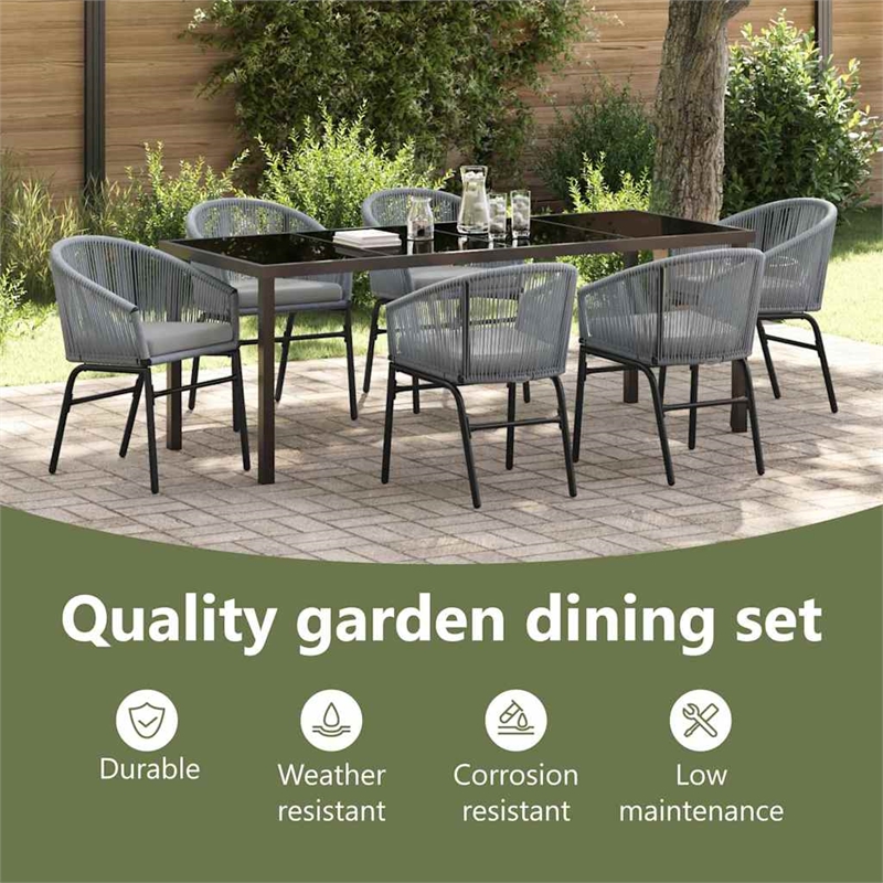 vidaXL Garden Dining Set 7 pcs Anthracite Powder-Coated Steel