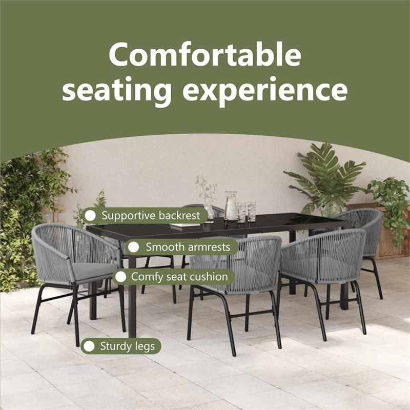 vidaXL Garden Dining Set 7 pcs Anthracite Powder-Coated Steel
