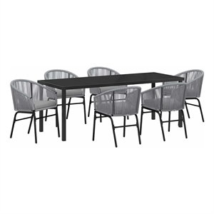 vidaXL Garden Dining Set 7 pcs Anthracite Powder-Coated Steel