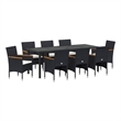 vidaXL Garden Dining Set 9 pcs Black Poly Rattan