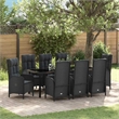 vidaXL Garden Dining Set 9 pcs Black Poly Rattan