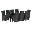 vidaXL Garden Dining Set 9 pcs Black Poly Rattan