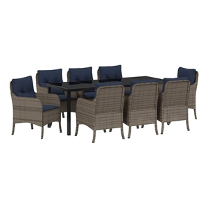 vidaXL Garden Dining Set 9 pcs Grey Poly Rattan