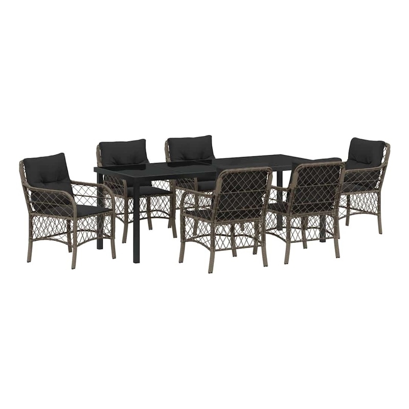 vidaXL Garden Dining Set 7 pcs Grey Poly Rattan