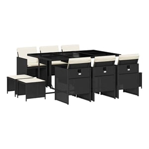 vidaXL Garden Dining Set Black/Cream White