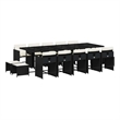 vidaXL 15 Piece Garden Dining Set with Cushions Black Poly Rattan