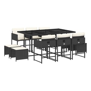 vidaXL Garden Dining Set Black/Cream white