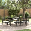 vidaXL Garden Dining Set 7 pcs Black Rattan