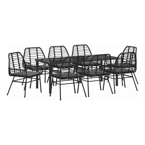 vidaXL Garden Dining Set 9 pcs Black Poly Rattan