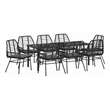 vidaXL Garden Dining Set 9 pcs Black Poly Rattan