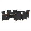 vidaXL Garden Dining Set 7 pcs Black Poly Rattan