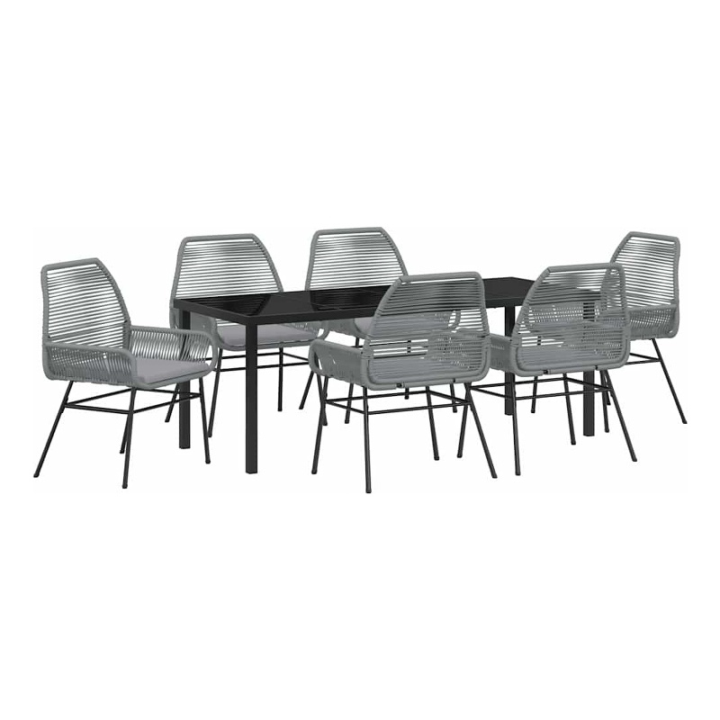 vidaXL Garden Dining Set 7 pcs Grey Poly Rattan