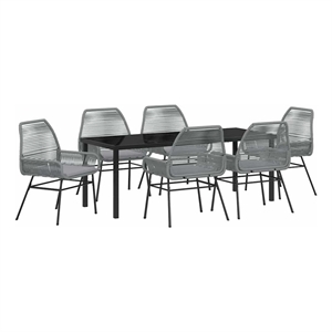 vidaXL Garden Dining Set 7 pcs Grey Poly Rattan