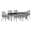 vidaXL Garden Dining Set 7 pcs Grey Poly Rattan
