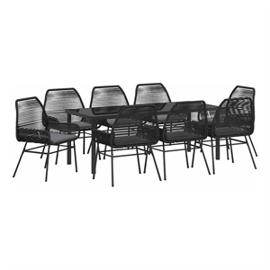 vidaXL Garden Dining Set 9 pcs Black Poly Rattan