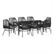 vidaXL Garden Dining Set 9 pcs Black Poly Rattan