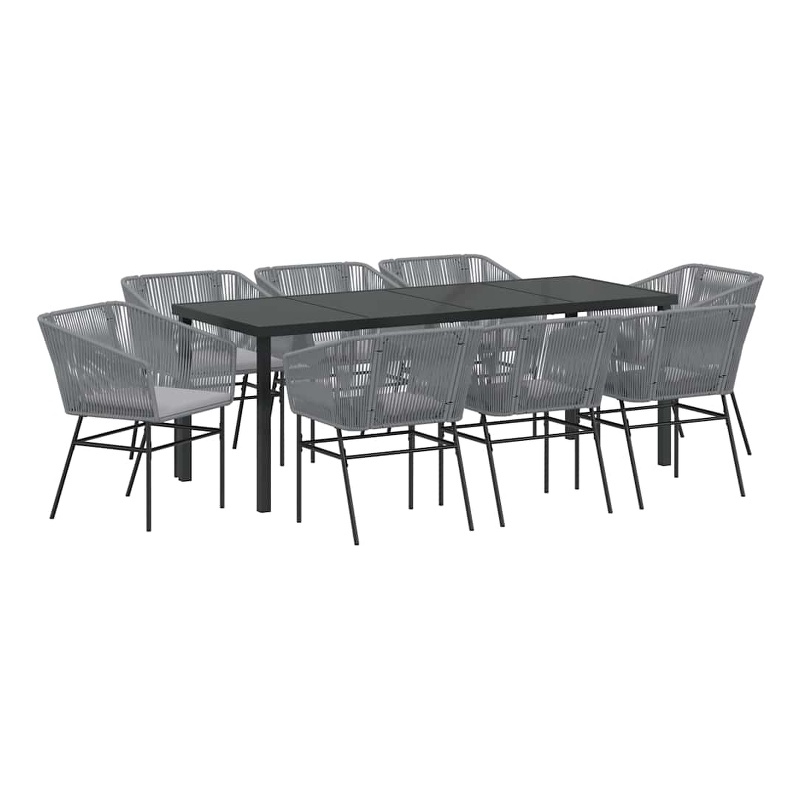 vidaXL Garden Dining Set 9 pcs Grey Powder-Coated Steel