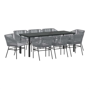 vidaXL Garden Dining Set 9 pcs Grey Powder-Coated Steel