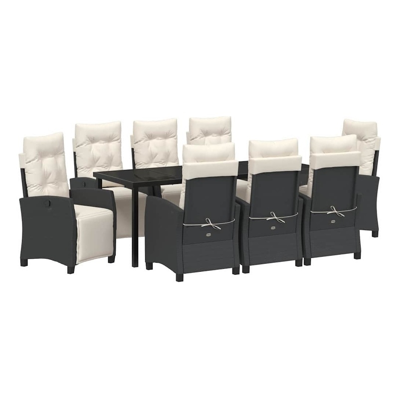 vidaXL Garden Dining Set 9 pcs Black Poly Rattan