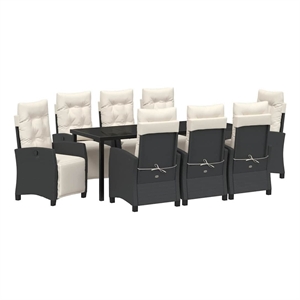 vidaXL Garden Dining Set 9 pcs Black Poly Rattan