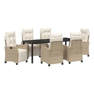 vidaXL Garden Dining Set 7 pcs Beige Poly Rattan