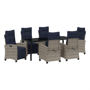 vidaXL Garden Dining Set 7 pcs Grey Poly Rattan