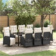 vidaXL Garden Dining Set 9 pcs Black Poly Rattan