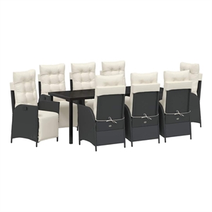 vidaXL Garden Dining Set 9 pcs Black Poly Rattan