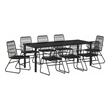 vidaXL Garden Dining Set 9 pcs Black Powder-Coated Steel