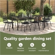 vidaXL Garden Dining Set 9 pcs Black Powder-Coated Steel