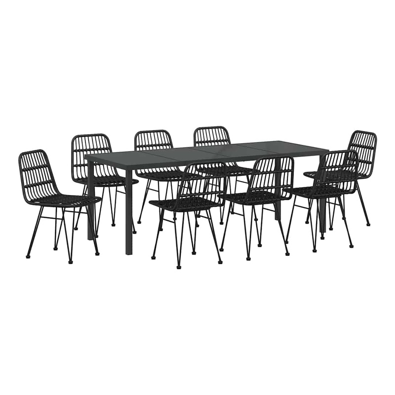 vidaXL Garden Dining Set 9 pcs Black Powder-Coated Steel