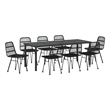 vidaXL Garden Dining Set 9 pcs Black Powder-Coated Steel