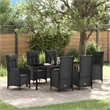 vidaXL Garden Dining Set 7 pcs Black Poly Rattan