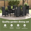 vidaXL Garden Dining Set 7 pcs Black Poly Rattan