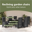 vidaXL Garden Dining Set 7 pcs Black Poly Rattan