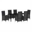 vidaXL Garden Dining Set 7 pcs Black Poly Rattan