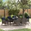 vidaXL Garden Dining Set 7 pcs Grey Poly Rattan