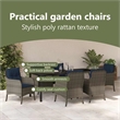 vidaXL Garden Dining Set 7 pcs Grey Poly Rattan
