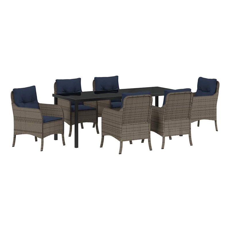 vidaXL Garden Dining Set 7 pcs Grey Poly Rattan