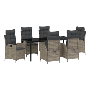 vidaXL Garden Dining Set 7 pcs Grey Poly Rattan